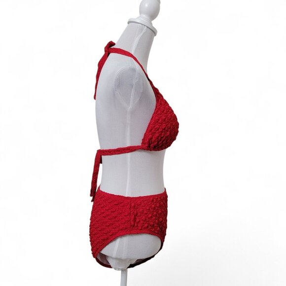 SHEIN Size XL Red Textured 3 Piece Bikini Set.  NEW without Tags - Picture 6 of 14